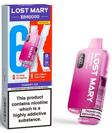 Lost Mary BM6000 Strawberry Raspberry Cherry Ice Vape Kit