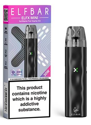 Elf Bar ELFX Mini Black Pod Vape Kit | 30W Pocket Vape | FREESMO smoke-free  products, free shipping!